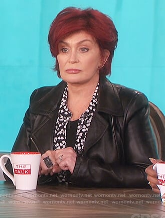 Sharon's black heart print blouse on The Talk