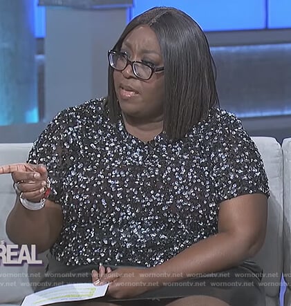 Loni's black sequin embellished top on The Real