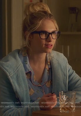 Billy's blue pug print pajama's on Famous in Love