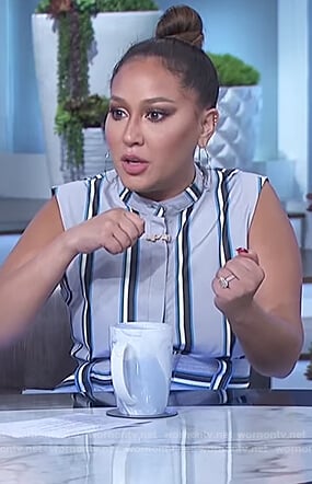 Adrienne's striped belted dress on The Real