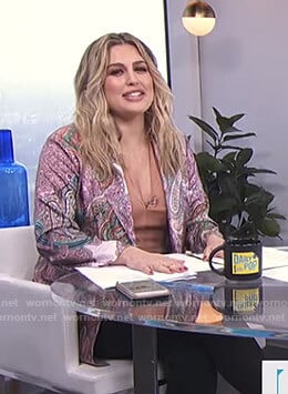 Carissa's purple paisley print jacket on E! News Daily Pop