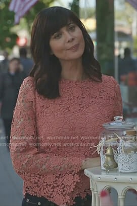 Cassie's pink floral lace top no Good Witch