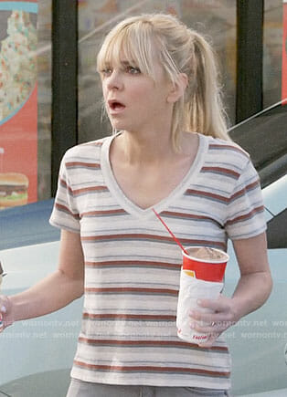 Christy's striped v-neck t-shirt on Mom