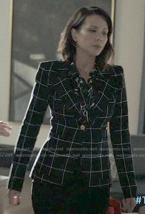 Deann's black checked blazer on The Arrangement