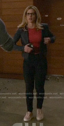 Felicity's pink short sleeved sweater on Arrow
