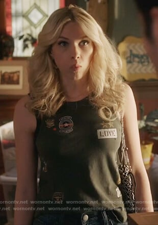 Billy's military patch tank top on Famous in Love