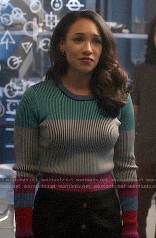 Iris's colorblock sweater on The Flash