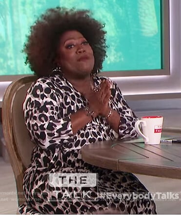 Sheryl's leopard print wrap dress on The Talk