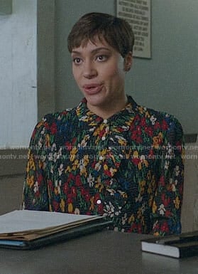 Lucca's floral ruffled dress on The Good Fight