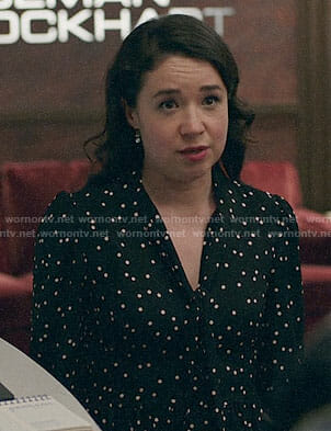 Marissa's black polka dot dress on The Good Fight