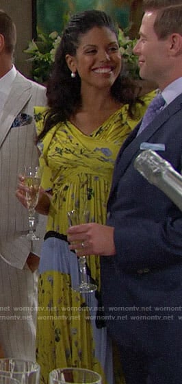 Maya's yellow floral ruffled dress on The Bold and the Beautiful