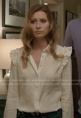 Peyton's white ruffle shoulder shirt on iZombie