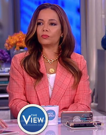 Sunny's pink checked blazer on The Talk