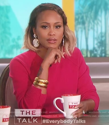 Eve's pink cropped sweater on The Talk