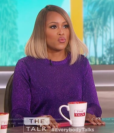 Eve's purple metallic sweater on The Talk