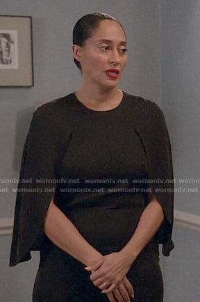 Rainbow's black cape dress on Black-ish