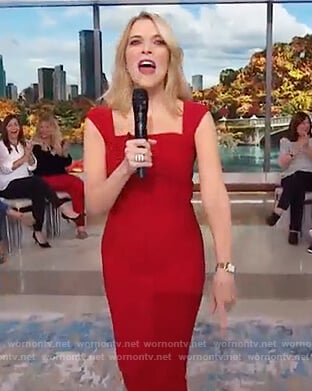 Megyn's red square neck sheath dress on Megyn Kelly Today