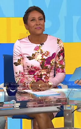 Robin's pink floral long sleeve dress on Good Morning America