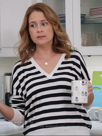 Lena's striped v-neck sweater on Splitting up Together