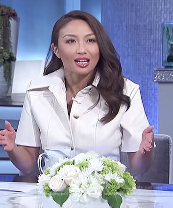 Jeannie's white button front shirtdress on The Real