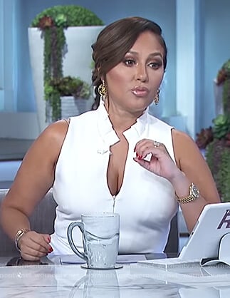 Adrienne's white sleeveless v-neck jumpsuit on The Real