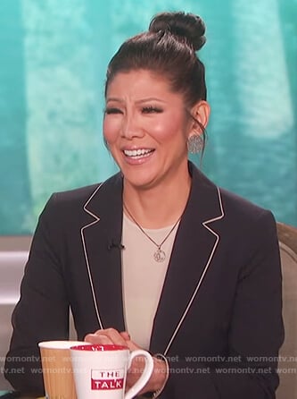 Julie's navy blazer with piping edge on The Talk