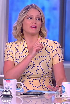 Sara's yellow heart print dress on The View