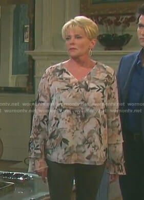 Adrienne's floral tiered sleeve top on Days of our Lives