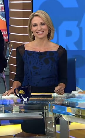 Amy's black floral mesh inset dress on Good Morning America
