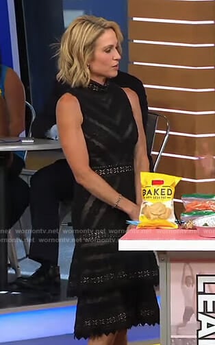 Amy's black tiered lace dress on Good Morning America
