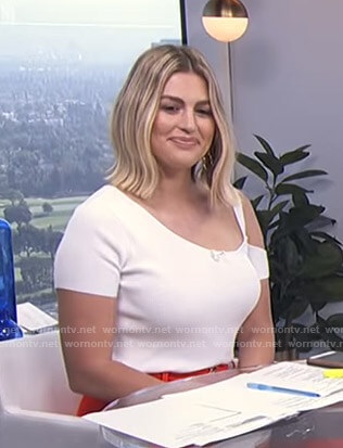 Carissa's white cutout top on E! News Daily Pop