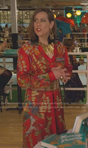 Diana's red floral shirtdress on Younger