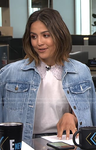Erin's white lace collar t-shirt on Live from E!