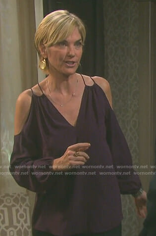 Eve's purple cold-shoulder top on Days of our Lives