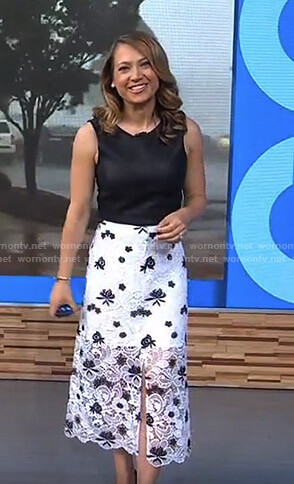 Ginger's leather top and white lace skirt on Good Morning America