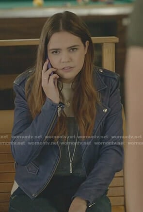 Grace's blue moto jacket on Good Witch