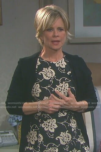 Kayla's black floral embroidered dress on Days of our Lives