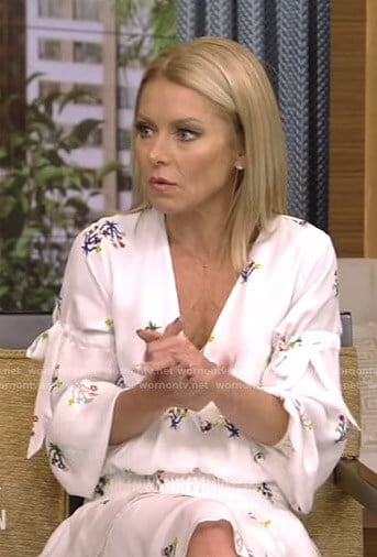 Kelly's white floral mini dress on Live with Kelly and Ryan