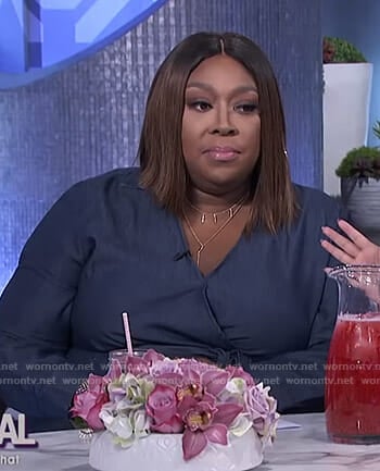 Loni's denim wrap blouse on The Real