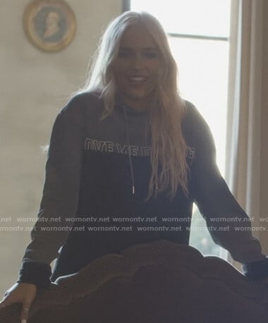 Maddie's grey Love Me Forever hoodie on Nashville