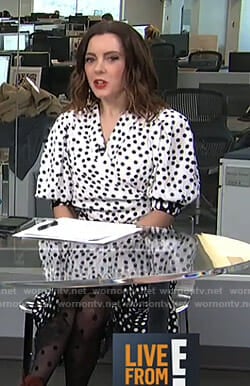 Melanie's polka dot wrap blouse on Live from E!
