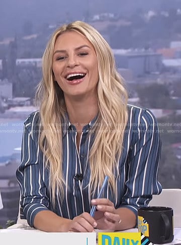 Morgan's blue striped shirt on E! News Daily Pop