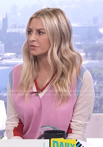 Morgan's pink colorblock sweater on E! News Daily Pop