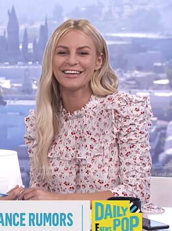Morgan's white floral ruffled top on E! News Daily Pop