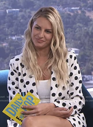 Morgan's white polka dot blazer and shorts on E! News Daily Pop
