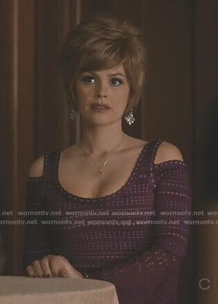 Sam's purple cold-shoulder pointelle dress on Take Two