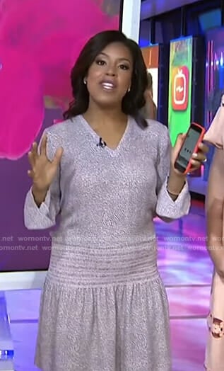 Sheinelle's pink printed smocked dress on Today