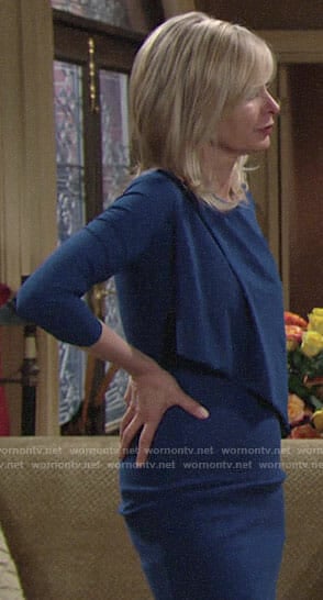 Ashley's blue front overlay dress on The Young and the Restless