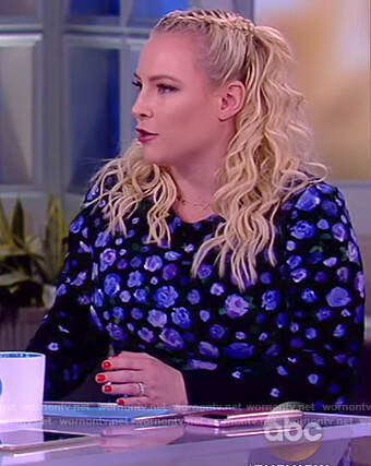 Meghan's black floral print a-line dress on The View