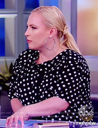 Meghan's black polka dot bow top on The View